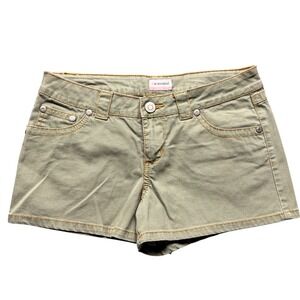 No Boundaries Juniors Cilantro Green Stretch Twill Shorts Size 9 Micro